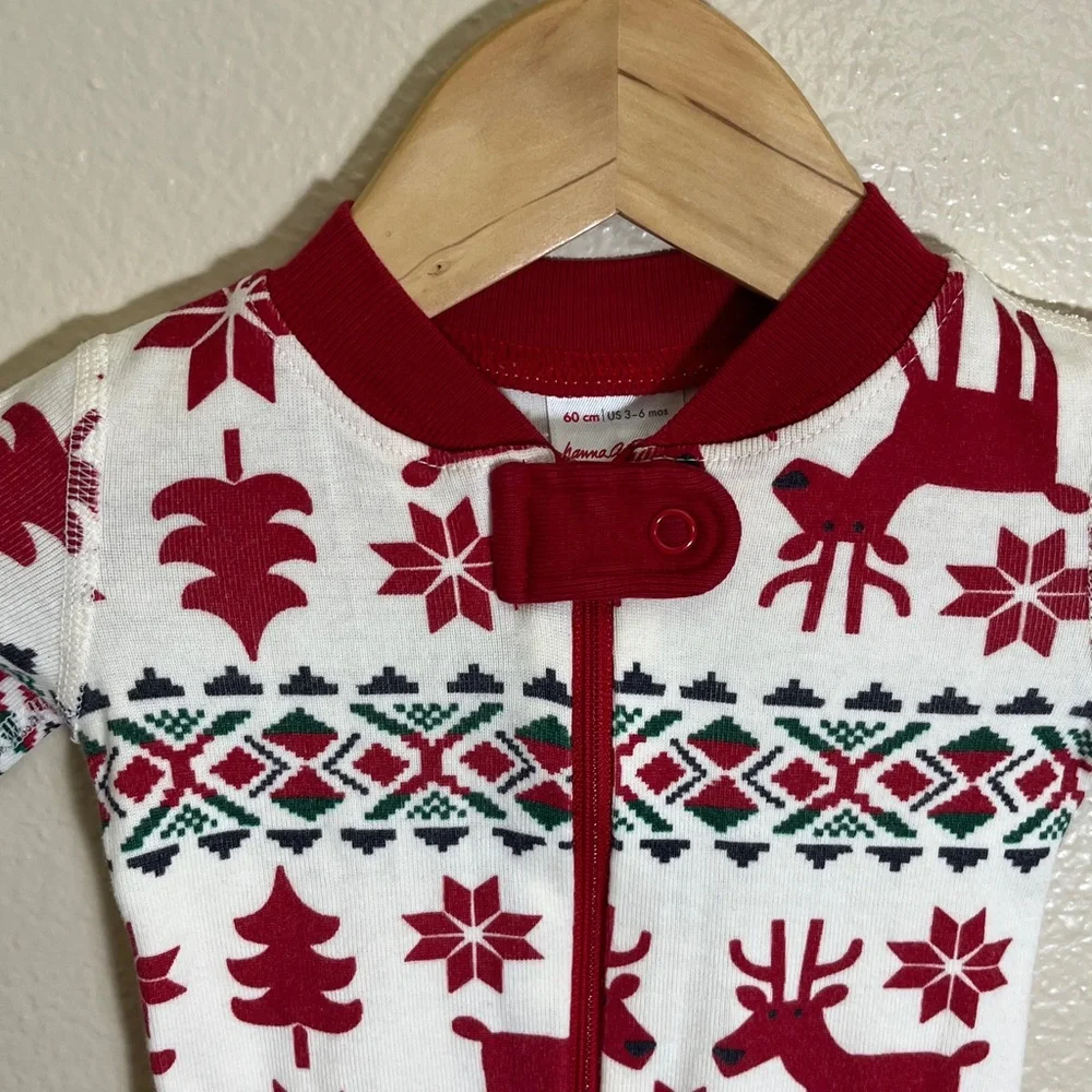 Hanna Andersson Red White Organic Cotton Holiday One Piece Pajama